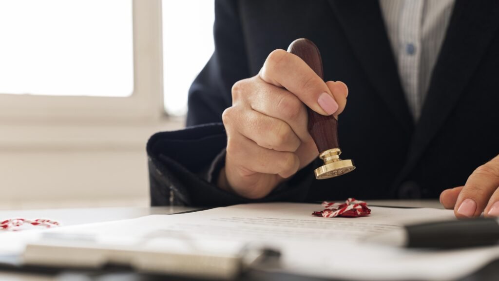 Person using a wax seal on a certificate