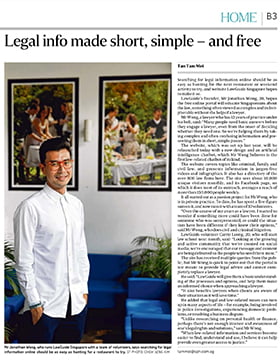 The Straits Times - Legal info made short simple and free (featuring Jonathan Wong)